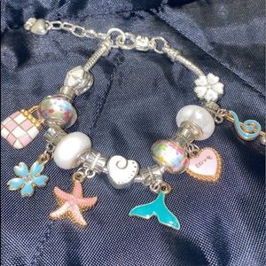 Silver Snake Bracelet with Charms